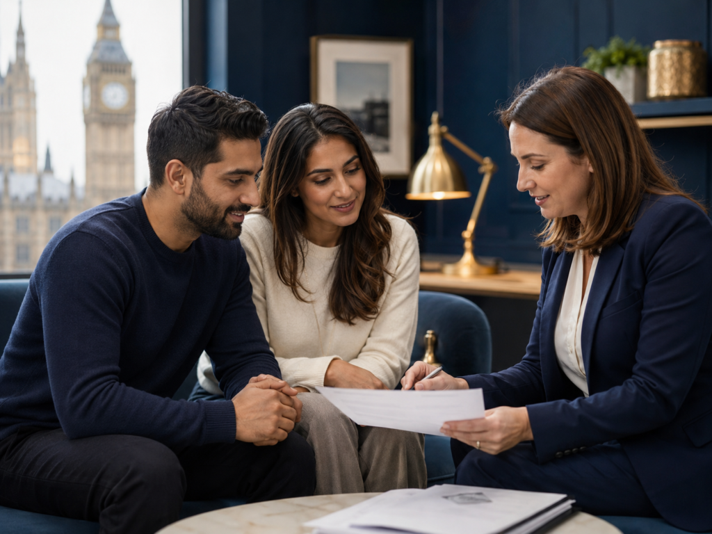 Couple receiving support with a UK family visa application